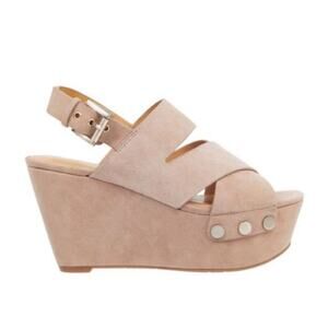 Marc Fisher Bianka Taupe Suede Platform Wedges Size 8